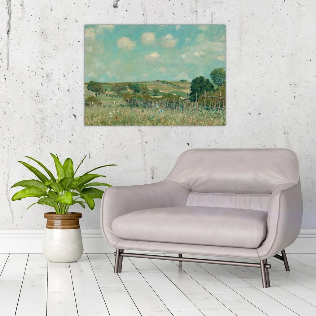 Obraz na szkle - Alfred Sisley,  Meadow, reprodukcje (70x50 cm)