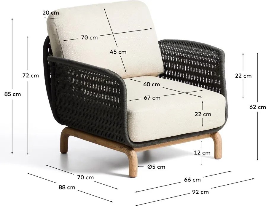 Beżowy tapicerowany fotel ogrodowy Alipa – Kave Home