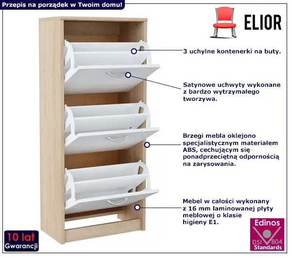 Szafka Na Buty Dąb Sonoma + Biały W1-G22