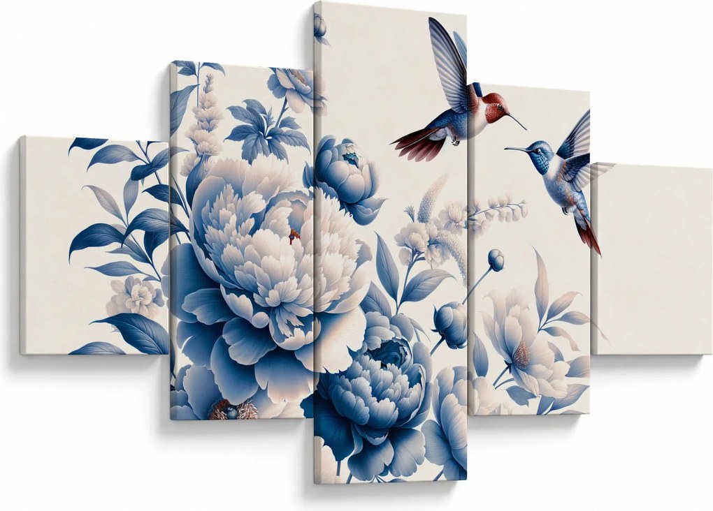 Obraz - Kolibry nad kwiatem (125x70 cm)