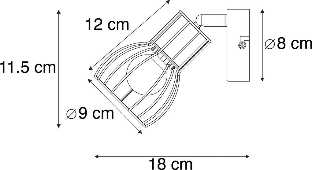 Nowoczesny reflektor czarny stalowy regulowany - Botu