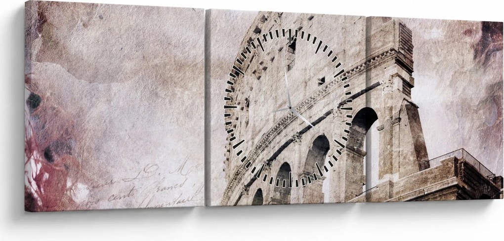 Obraz - Koloseum, Rzym, Włochy (z zegarem) (90x30 cm)