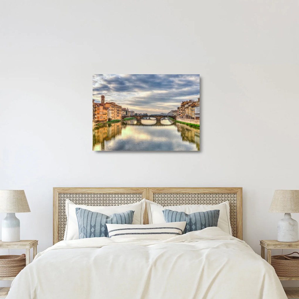 Obraz na szkle - Most przez rzekę (70x50 cm)