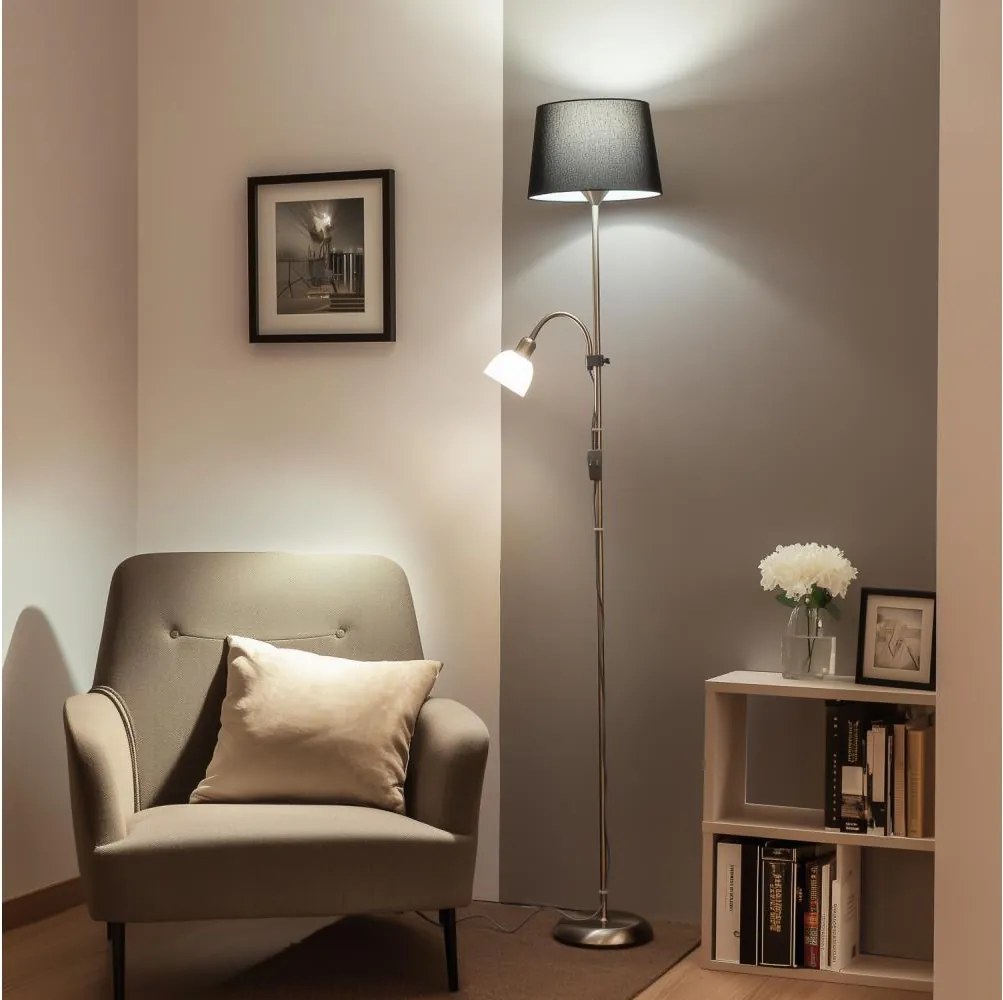 Brilagi - Lampa stojąca CERIA 1xE27/100W/230V + 1xE14/25W matowy chrom/czarny