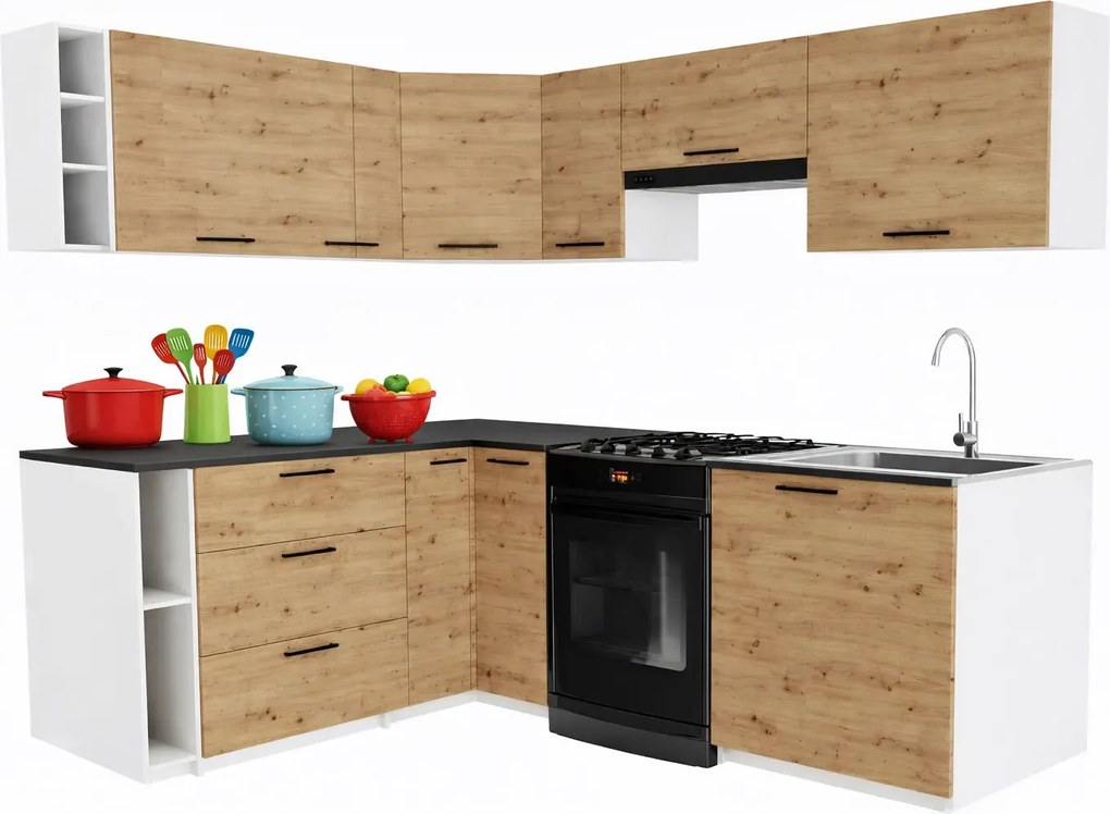 Meble kuchenne narożne  dąb artisan P6-L09