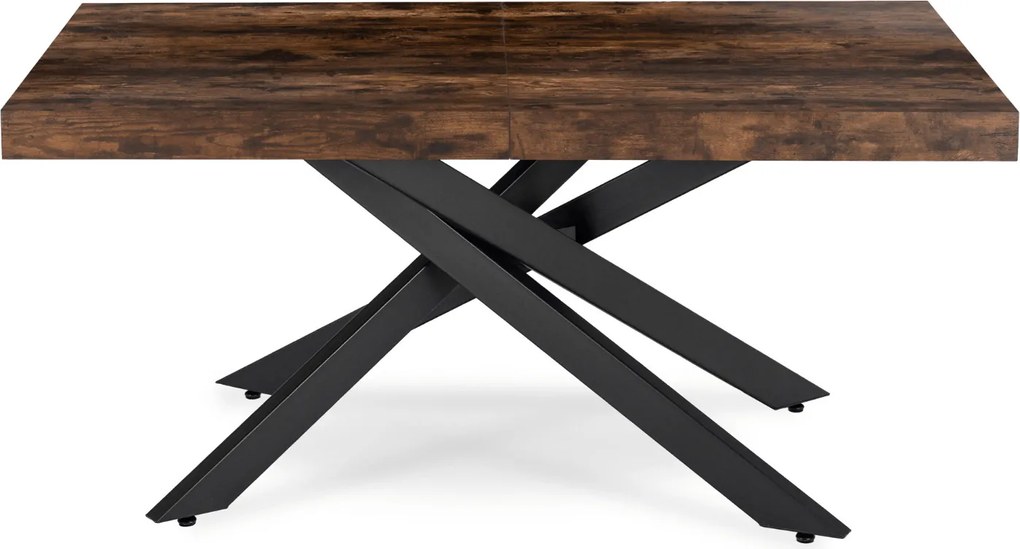 Zestaw Stół Prostokątny Rozkładany HAMPTON 160-240 cm Dąb Rustykalny/Czarny i 4 Krzesła Tapicerowane BRESSO Czarne Welurowe