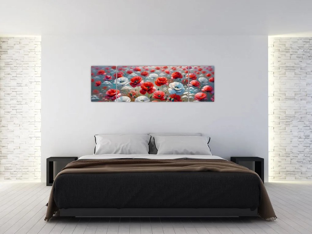 Obraz - Pole maków (170x50 cm)