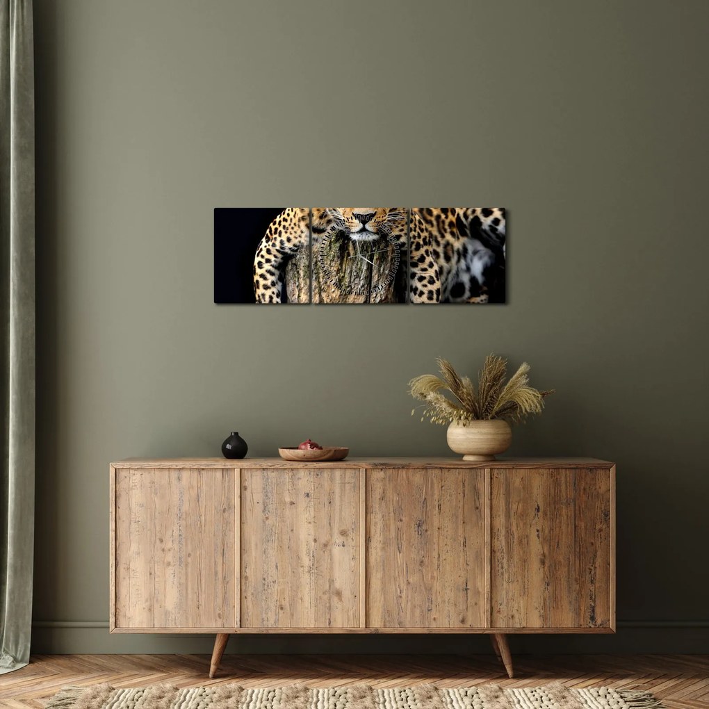 Obraz - Gepard (z zegarem) (90x30 cm)