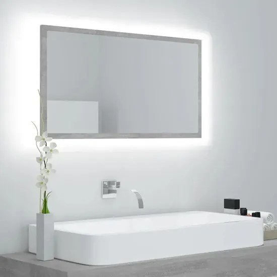 Prostokątne szare lustro wiszące LED C9-W26