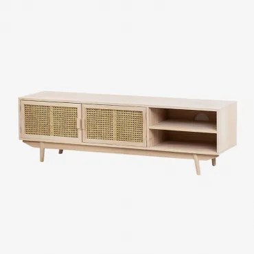 Szafka Rtv 150x40 Cm Z Drewna Ralik Jasne Drewno Naturalne - Sklum