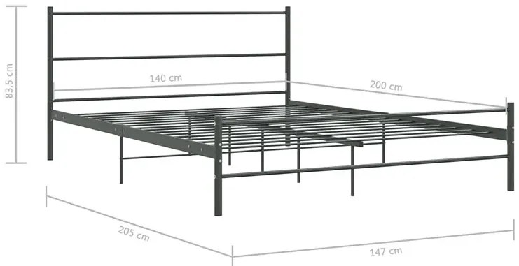 Szare metalowe łózko dwuosobowe 140x200 cm - Epix