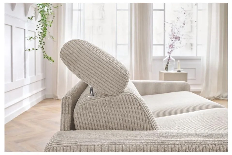 Kremowa sztruksowa rozkładana sofa 215 cm Monaco – Bobochic Paris