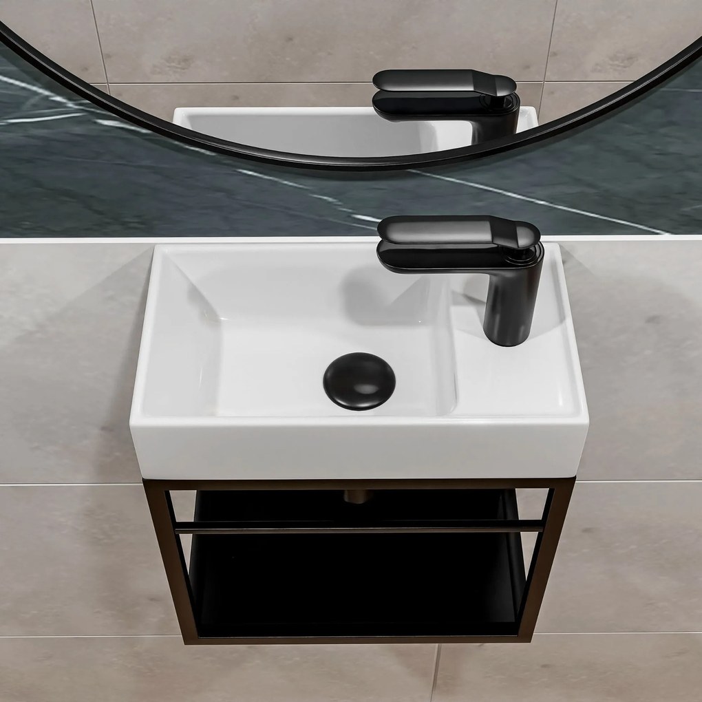 Umywalka z konglomeratu blatowa prostokątna biała NAVI | Różne rozmiary | Z otworem na baterię lub bez : Otwór na baterię - Jeden otwór, Rozmiar - 40 x 22 cm