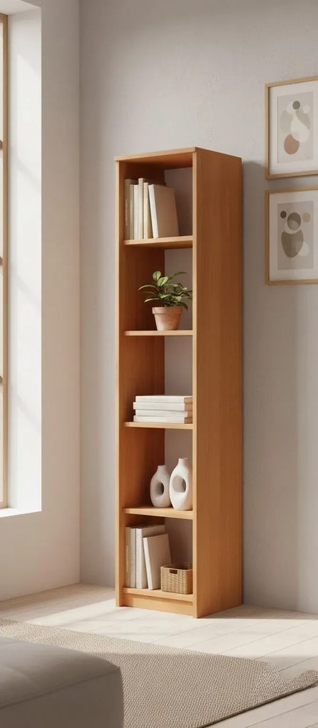 Wysoki regał z półkami na książki olcha T2-G68