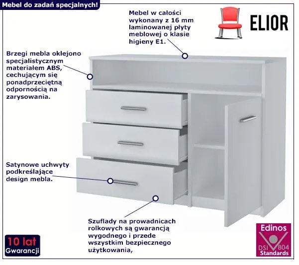 Biała komoda z szufladami Lokki