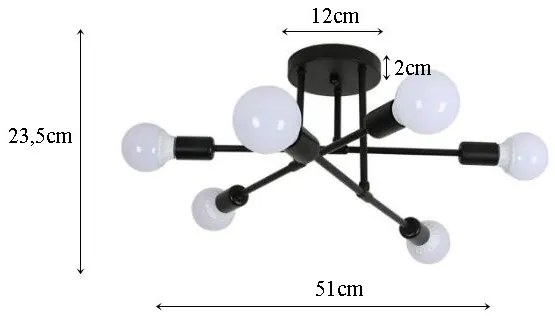 Lampa sufitowa metalowa loft vintage wisząca AT44-6SZ-Czarna