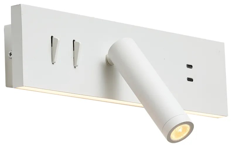 Lampa ścienna biała regulowana z USB-C, w tym LED - Modric Nowoczesny Oswietlenie wewnetrzne