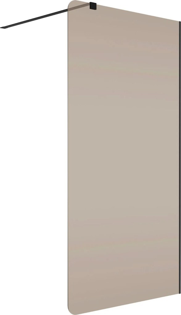 Ścianka prysznicowa WALK IN FIX brązowa 8 mm MOLIS NATURE Brown Round MASSI I Różne rozmiary : Kolor profili kabiny - Nikiel szczotkowany, Szerokość ścianki - 90 cm