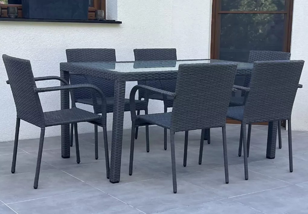 Terravita – elegancki zestaw mebli ogrodowych z technorattanu dla 6 osób, z poduszkami, dostępny w 3 kolorach