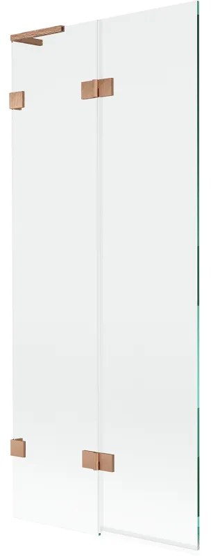 Mexen Lunar L parawan nawannowy 2-skrzydłowy lewy 80 x 150 cm, transparent, miedź szczotkowana - 897L-080-100-65-00-L