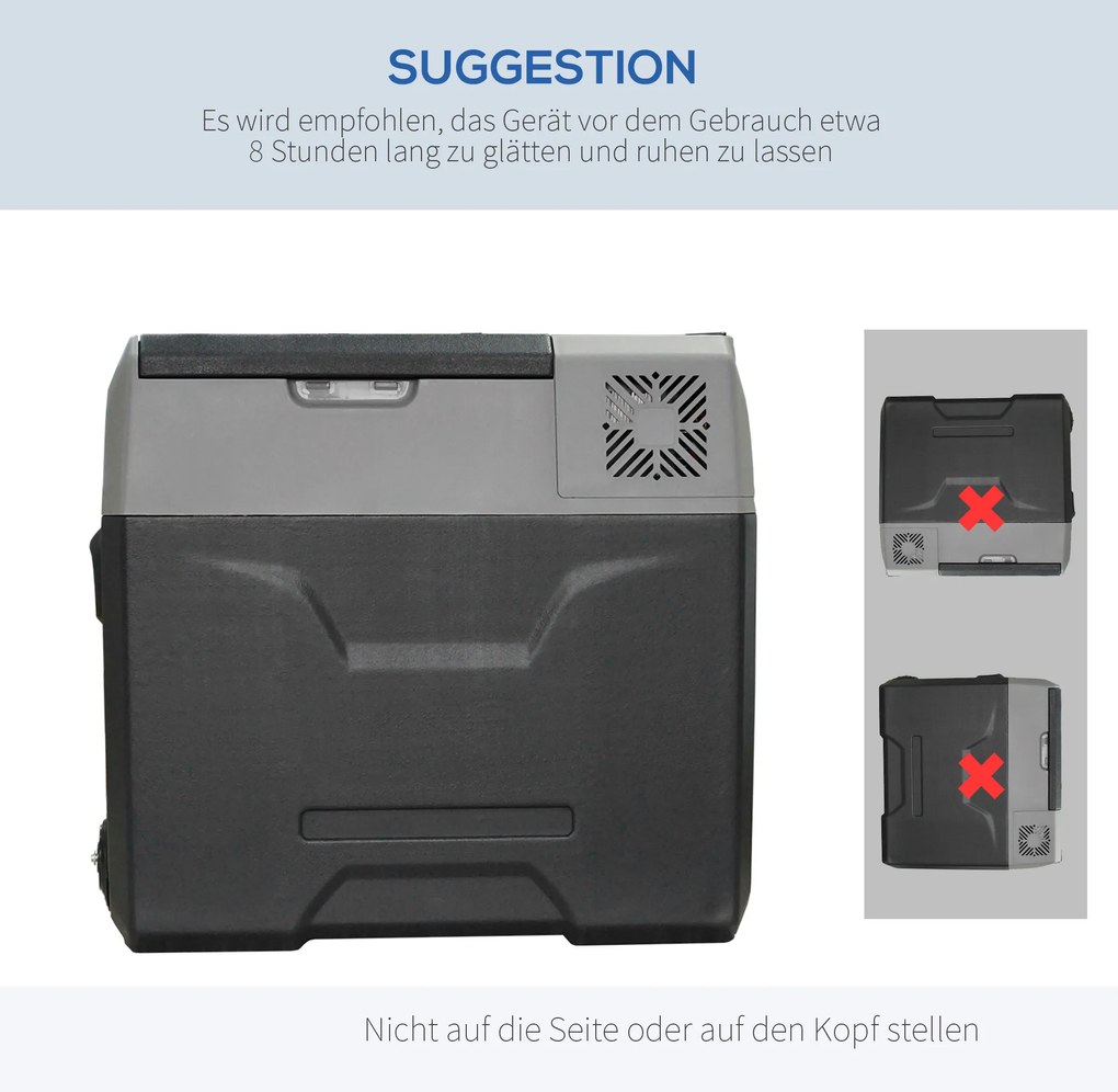 HOMCOM Lodówka samochodowa 50L do -20C panel dotykowy 2 koła rączka teleskopowa przenośna szara | Aosom PL