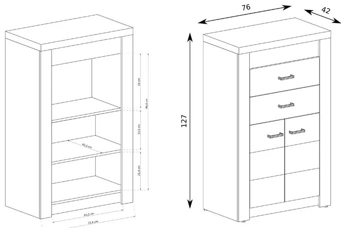 Komoda w kolorze jesion jasny - Filin 7X