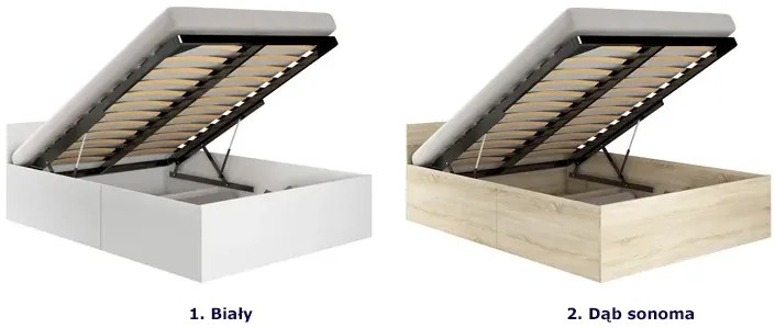 Łóżko z podnoszonym stelażem i materacem 100x200 dąb sonoma W8-S28