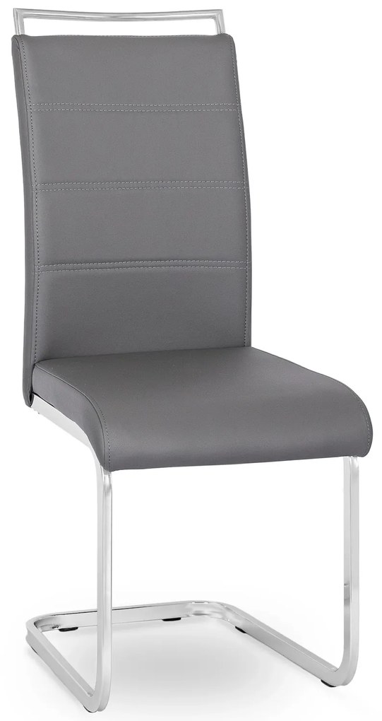 Krzesło Tapicerowane do Jadalni LOCA Szare Na Płozach Ekoskóra Nowoczesne