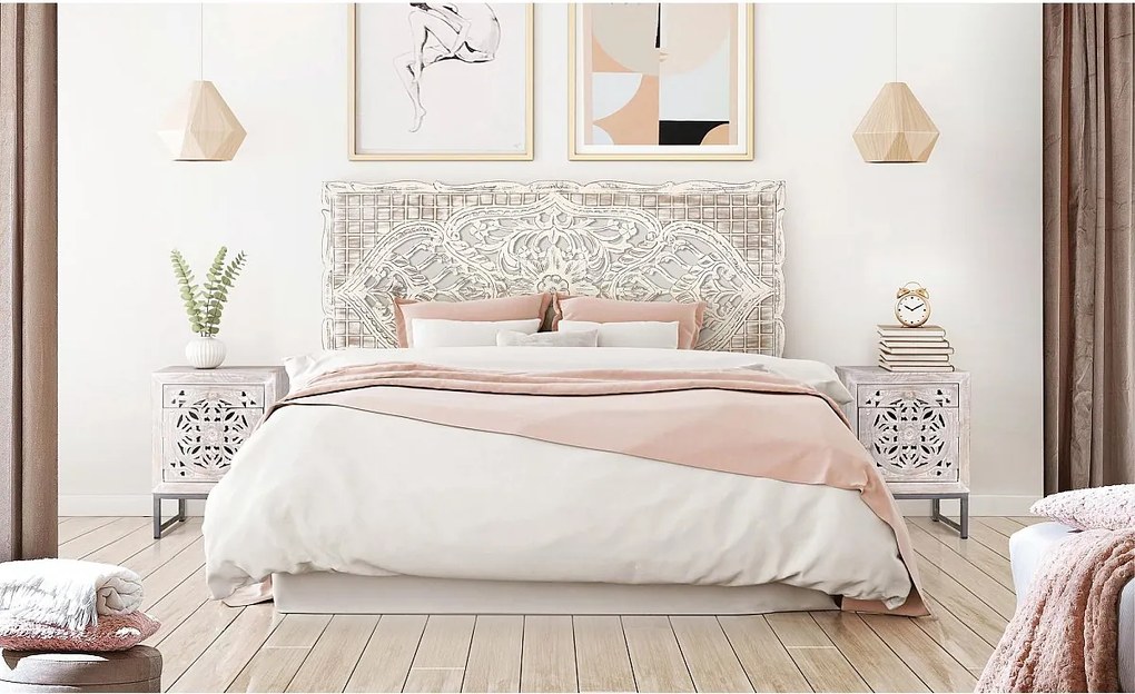 Biały zagłówek łóżka z płyty MDF