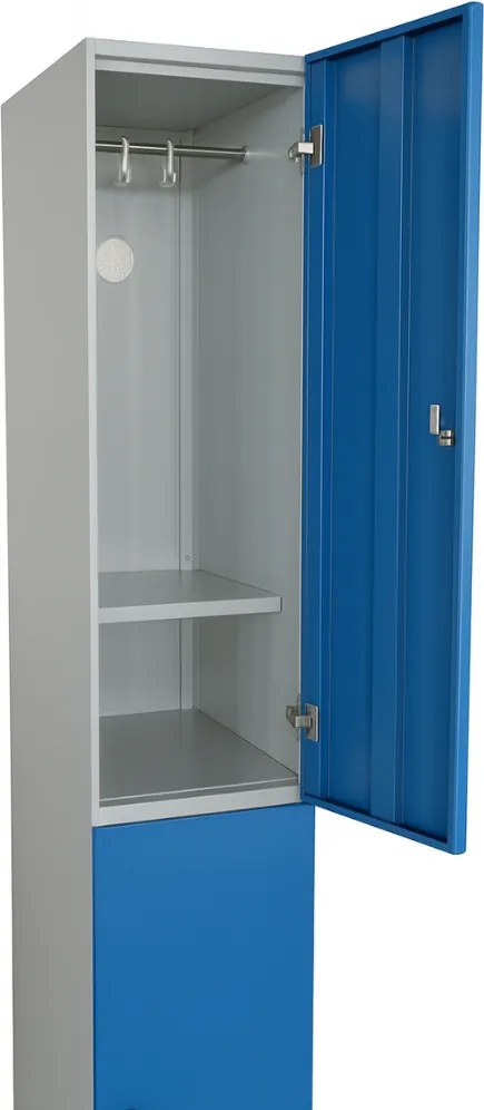 Szafka skrytkowa S1, 2 schowki, 1850 x 300 x 500 mm, zamek obrotowy, drzwi beżowe