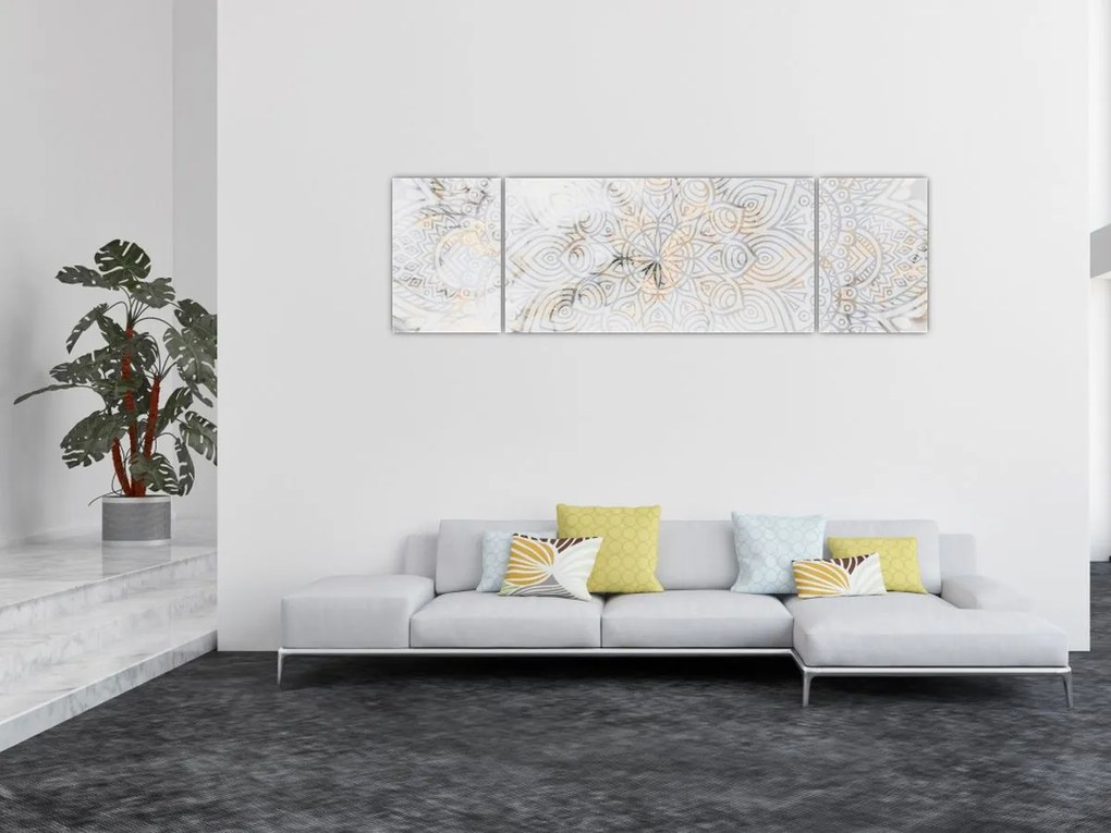 Obraz białej mandali (170x50 cm)