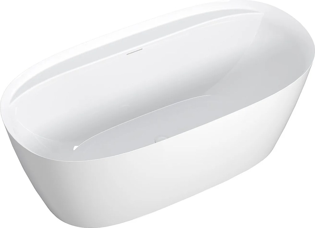 Owalna wolnostojąca wanna akrylowa - 223 L - 160 x 80 x 60 cm - Biała - FORIMI