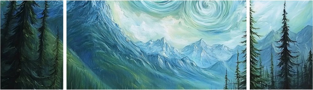 Obraz - Krajobraz z nutą Van Gogha (170x50 cm)