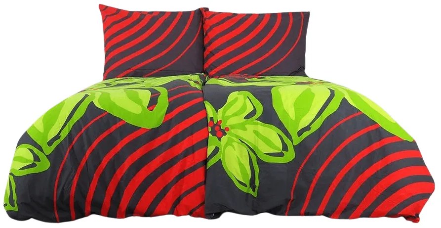 PrzytulneMieszkanie.pl PrzytulneMieszkanie.pl Bawełniana pościel FLOERIC czerwona-zielona Rozmiar pościeli: 70 x 90 cm | 140 x 200 cm