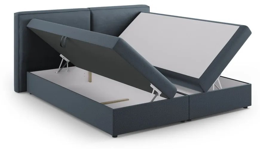 Niebieskie łóżko boxspring ze schowkiem 180x200 cm Arendal – Cosmopolitan Design