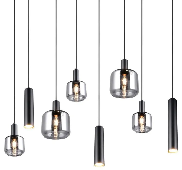 Czarna lampa wisząca z metalowo-szklanym kloszem Mataro – Trio