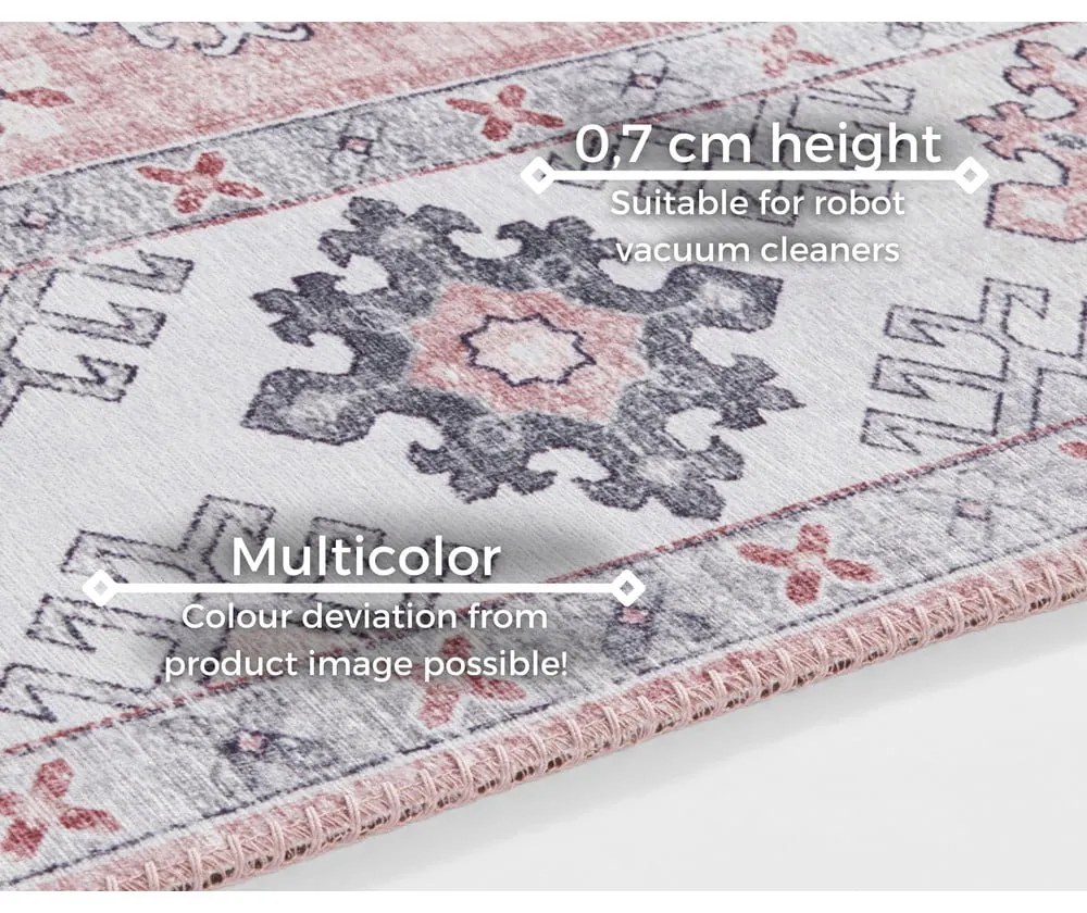 Jasnoróżowy dywan Nouristan Gratia, 80x150 cm