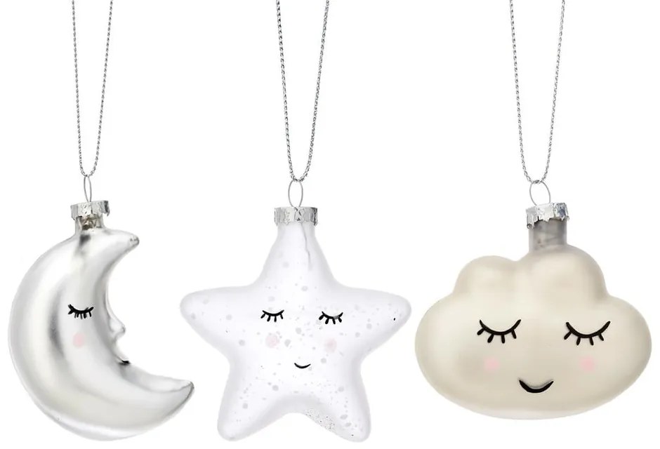 Szklane ozdoby świąteczne wykonane ręcznie zestaw 3 szt. 8,5 cm Sweet Dreams – Sass &amp; Belle