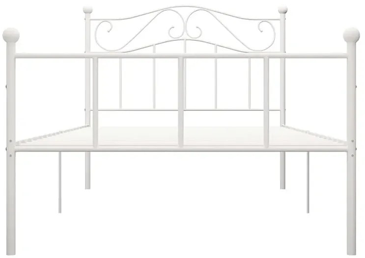 Białe pojedyncze łóżko metalowe 90x200 cm N6-M79