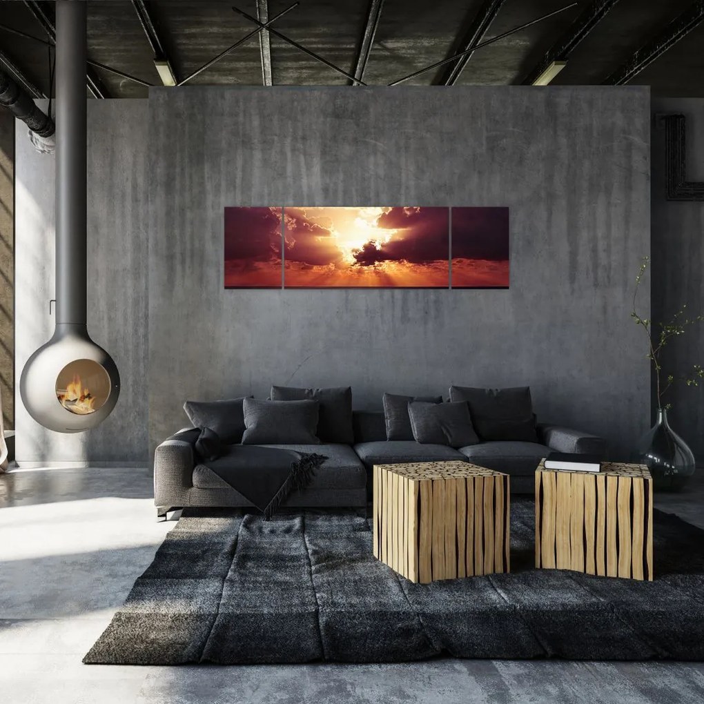 Obraz słońca za chmurami (170x50 cm)
