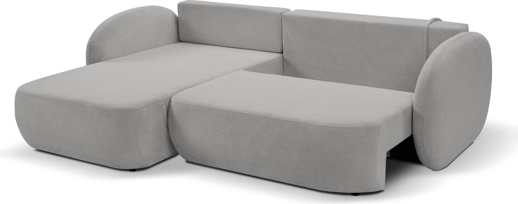 Masseno Narożnik AMICO z funkcją spania i pojemnikiem na pościel Narozniki L, Rozkładana sofa - Jasnoszary, ARAGON 83