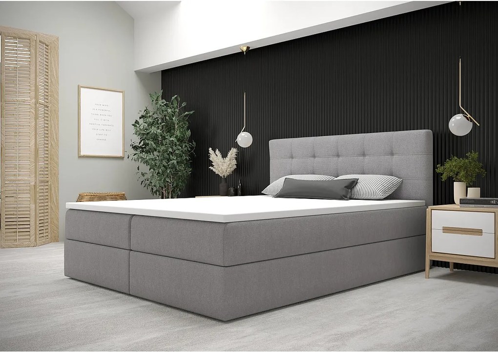 BEDANTE Łóżko kontynentalne Fado 2 160x200 Cosmic 118, szary, pojemnik na pościel