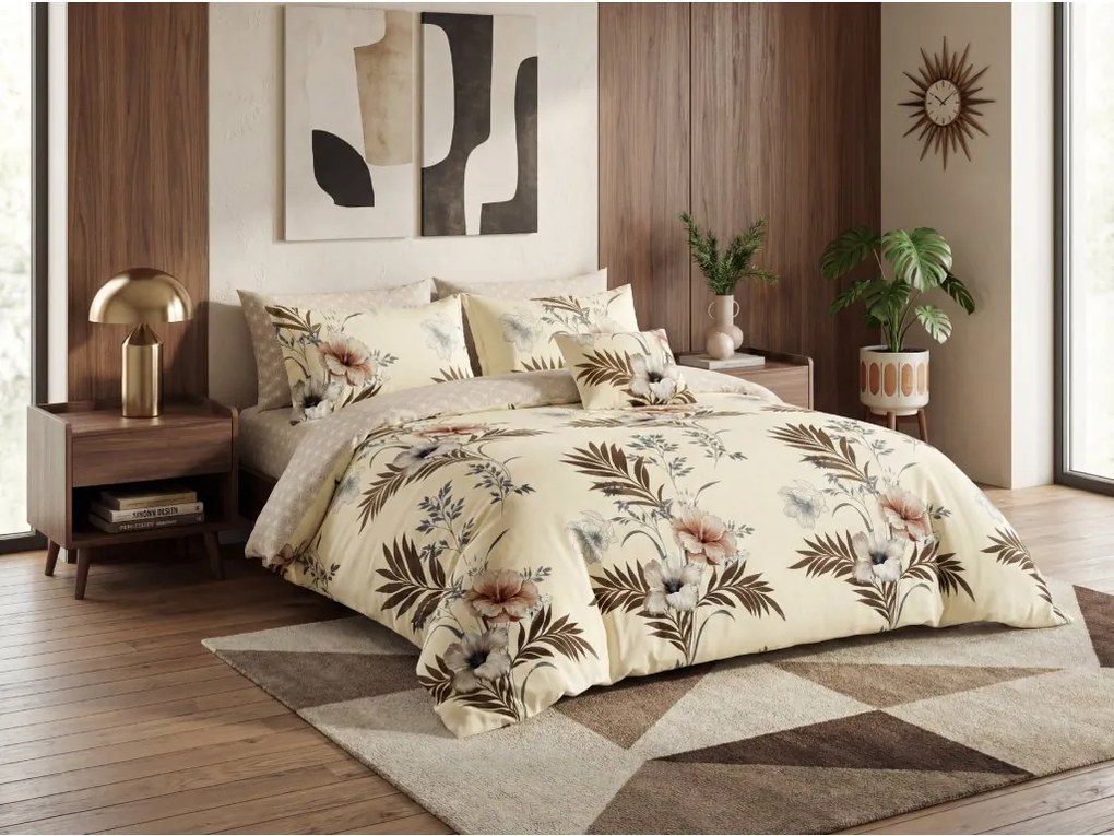 PrzytulneMieszkanie.pl PrzytulneMieszkanie.pl Dwustronna pościel DUO SENSE SANDORA kremowa + poszewka na poduszkę 40x50 cm GRATIS Rozmiar pościeli: 70 x 90 cm | 140 x 200 cm