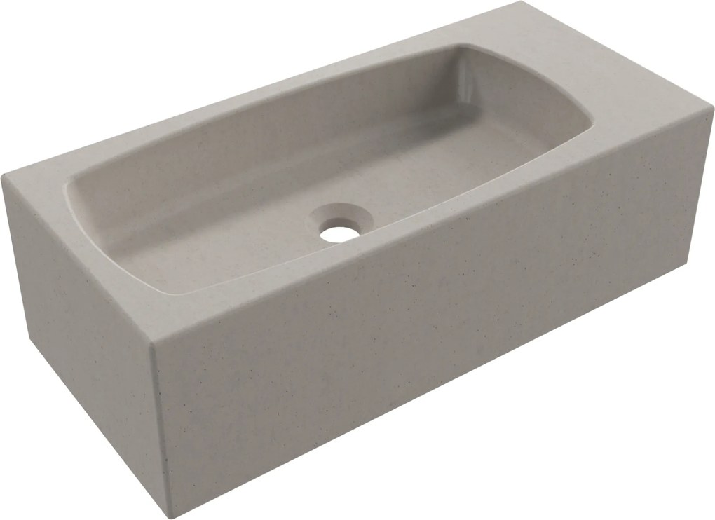 Umywalka betonowa wisząca / nablatowa prostokątna bez otworu na baterię 65 x 30 cm z półką ZALM | różne kolory : Kolor - Cappuccino, Typ montażu - nablatowa