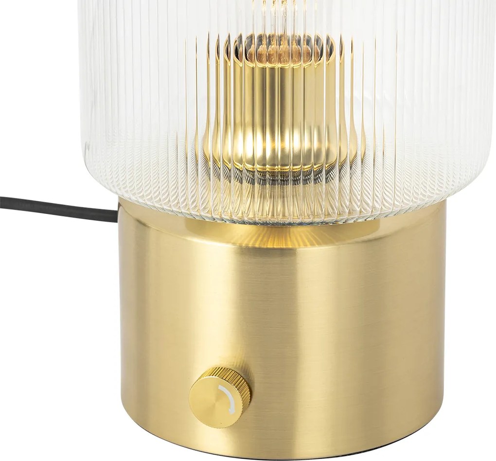 Lampa stołowa w stylu art deco złota ze szkłem - Laura