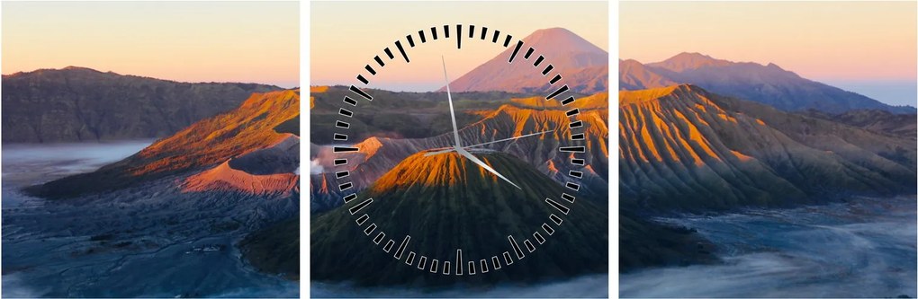 Obraz góry Bromo w Indonezji (z zegarem) (90x30 cm)