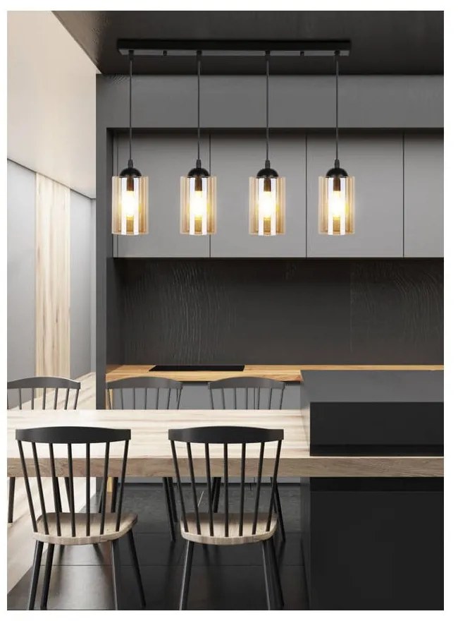 Czarna lampa wisząca ze szklanym kloszem 10x65 cm Bistro – Candellux Lighting