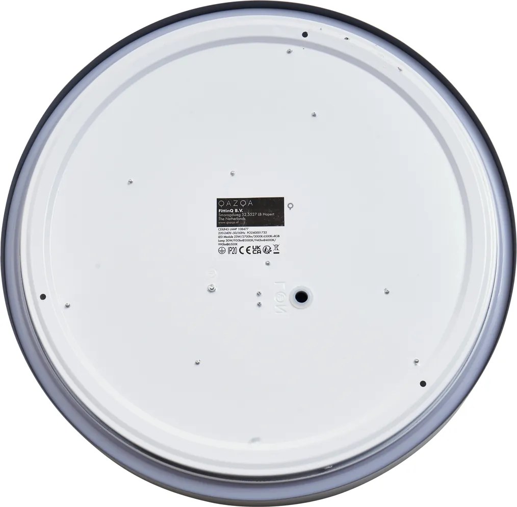 Nowoczesna lampa sufitowa szara z białym wykończeniem 38 cm z LED z funkcją ściemniania RGB - Kanton