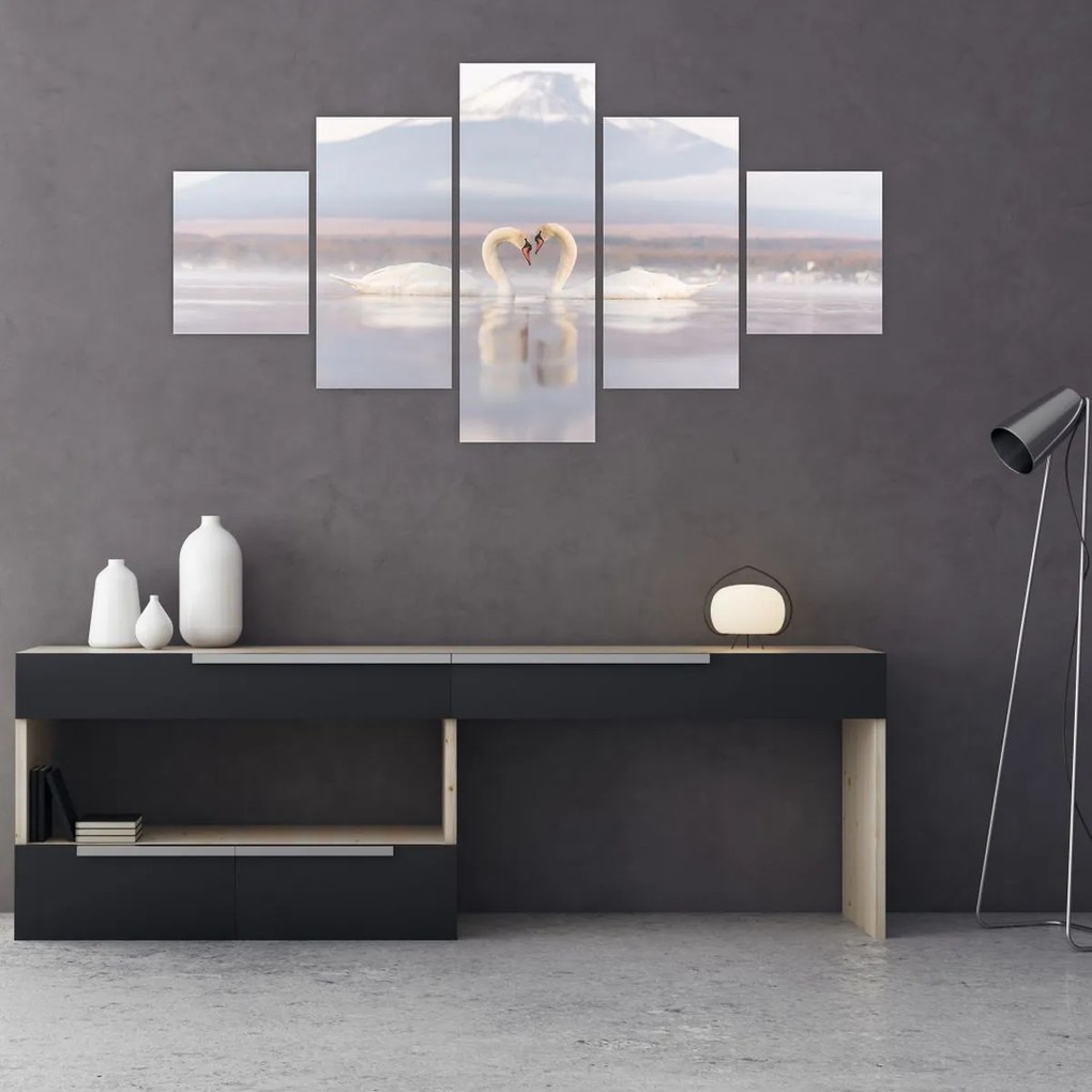 Obraz - Zakochane łabędzie (125x70 cm)