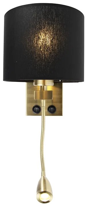 Lampa ścienna w stylu art deco złota z czarnym kloszem - Brescia ArtDeco Oswietlenie wewnetrzne